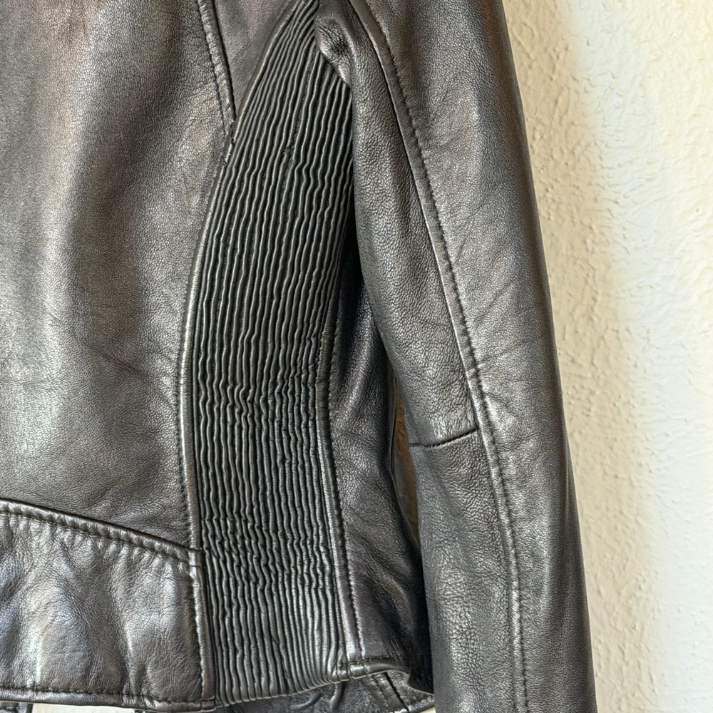 Zara Trafaluc Genuine Leather Moto Motorcycle Zipper Jacket Sz XS - Picture 12 of 17
